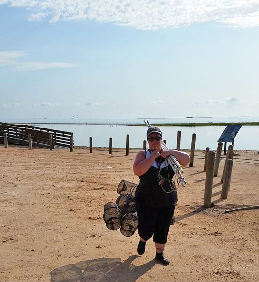 Janelle Espinoza '20 on a Galveston beach