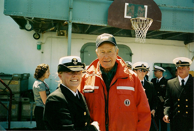 Jenny Long meeting President George H. W. Bush