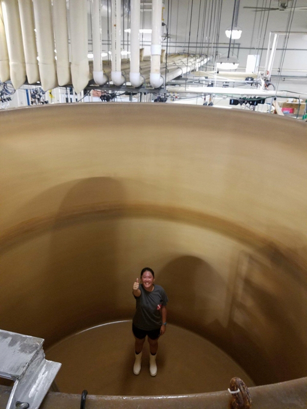 Nguyen saying &quot;Gig 'em&quot; from the bottom of a tank at the Horn Point Laboratory in Cambridge, Maryland