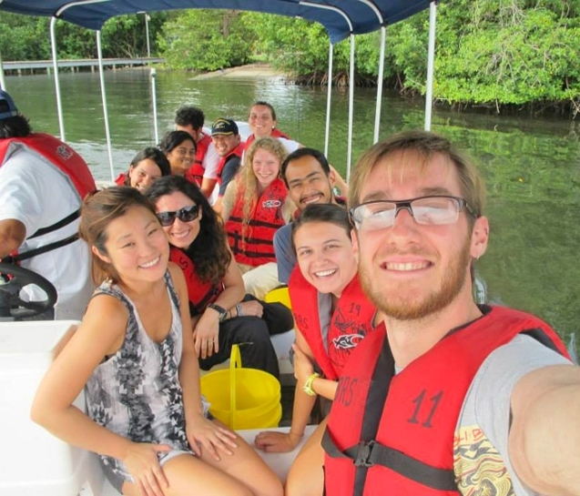 Miglietta (second from left) on a trip to Bocas del Toro, Panama with students.