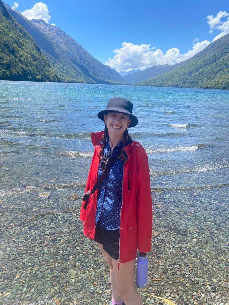 Donnelly in the foreground at Lake Gunn in New Zealand